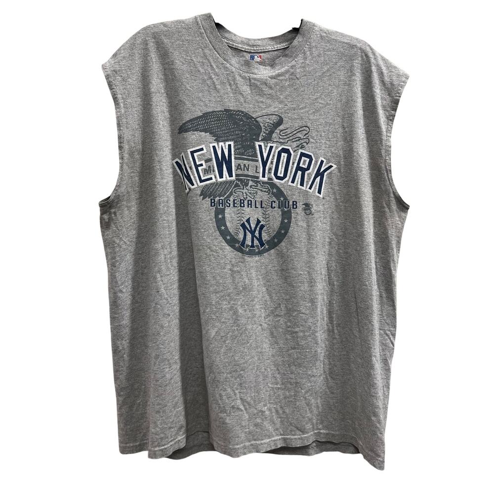 New York Yankees baseball MLB gray muscle tee shirt sz XL